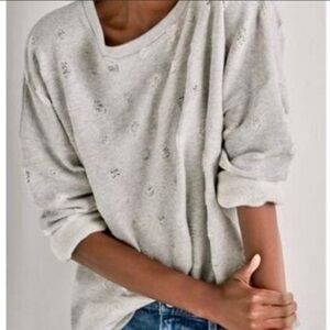 Lucky Brand distressed polka dot‎ pullover sweater